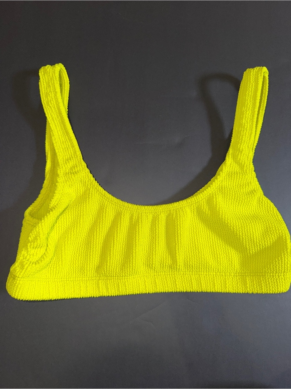 Good American Neon Yellow Textured Scoop Bralette